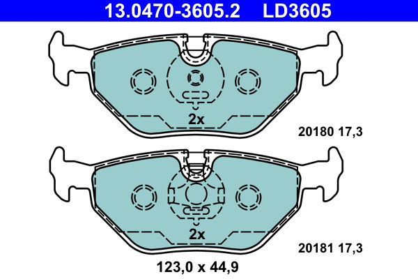 13.0470-3605.2 ATE Комплект тормозных колодок, дисковый тормоз (фото 1)