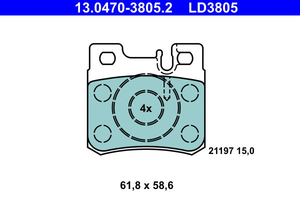 13.0470-3805.2 ATE Комплект тормозных колодок, дисковый тормоз (фото 1)