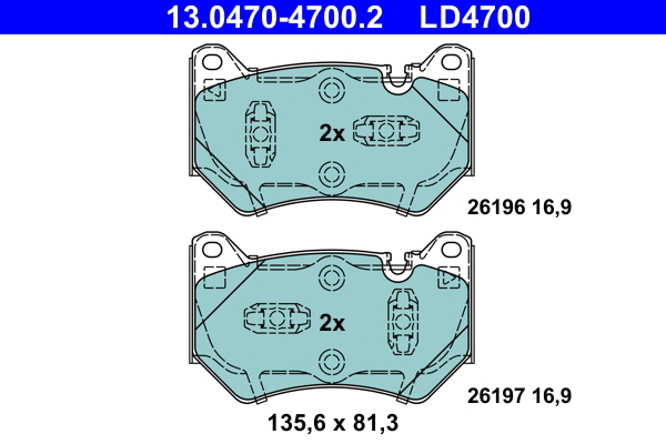 13.0470-4700.2 ATE Комплект тормозных колодок, дисковый тормоз (фото 1)