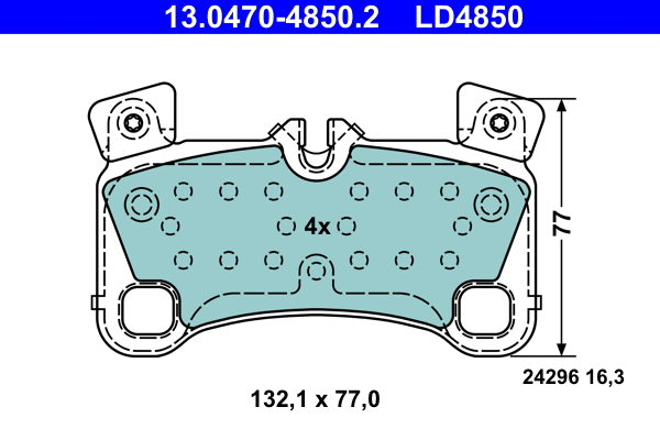 13.0470-4850.2 ATE Комплект тормозных колодок, дисковый тормоз (фото 1)
