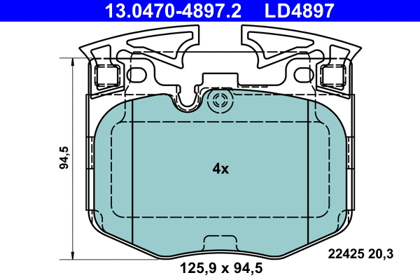 13.0470-4897.2 ATE Комплект тормозных колодок, дисковый тормоз (фото 1)