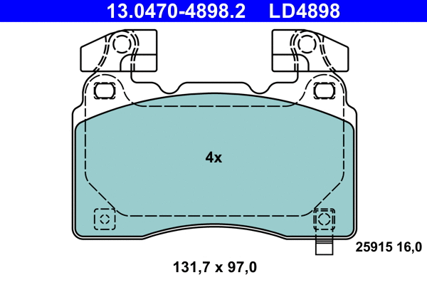 13.0470-4898.2 ATE Комплект тормозных колодок, дисковый тормоз (фото 1)