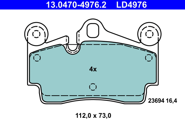 13.0470-4976.2 ATE Комплект тормозных колодок, дисковый тормоз (фото 1)