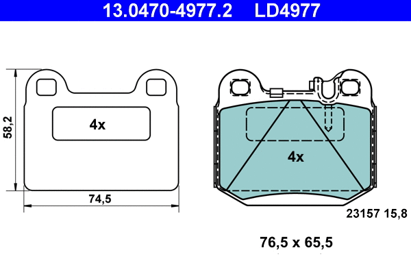13.0470-4977.2 ATE Комплект тормозных колодок, дисковый тормоз (фото 1)