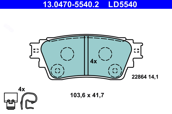 13.0470-5540.2 ATE Комплект тормозных колодок, дисковый тормоз (фото 1)