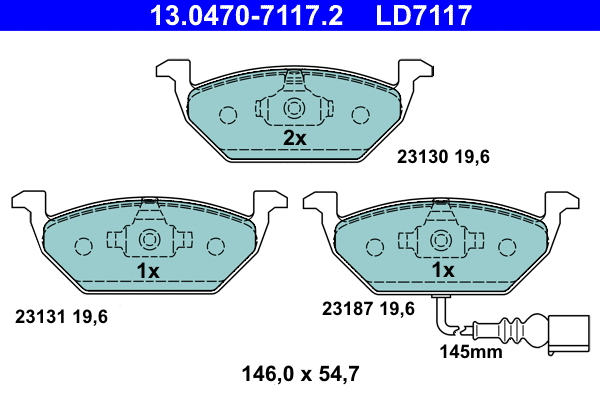 13.0470-7117.2 ATE Комплект тормозных колодок, дисковый тормоз (фото 1)