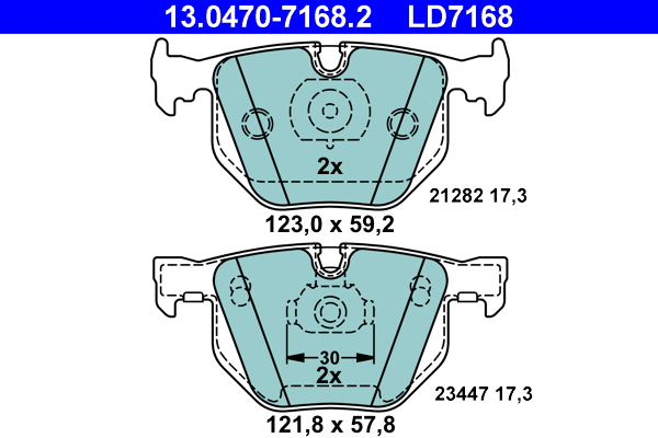 13.0470-7168.2 ATE Комплект тормозных колодок, дисковый тормоз (фото 1)