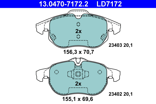 13.0470-7172.2 ATE Комплект тормозных колодок, дисковый тормоз (фото 1)