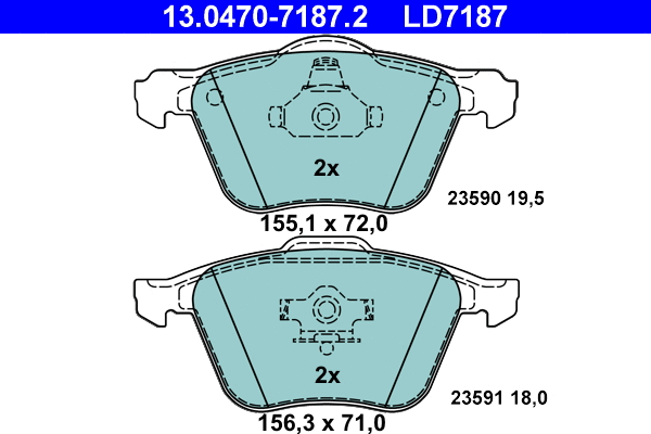 13.0470-7187.2 ATE Комплект тормозных колодок, дисковый тормоз (фото 1)