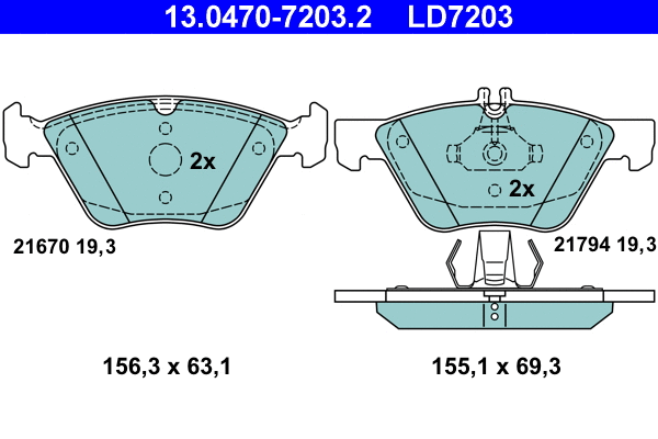 13.0470-7203.2 ATE Комплект тормозных колодок, дисковый тормоз (фото 1)