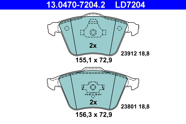 13.0470-7204.2 ATE Комплект тормозных колодок, дисковый тормоз (фото 1)