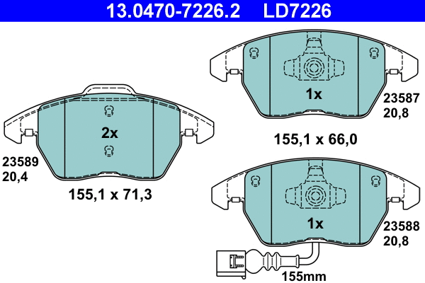 13.0470-7226.2 ATE Комплект тормозных колодок, дисковый тормоз (фото 1)