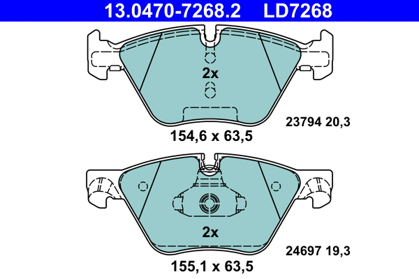 13.0470-7268.2 ATE Комплект тормозных колодок, дисковый тормоз (фото 1)