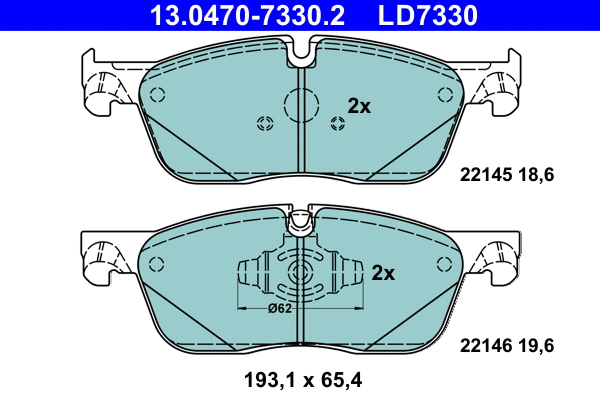 13.0470-7330.2 ATE Комплект тормозных колодок, дисковый тормоз (фото 1)