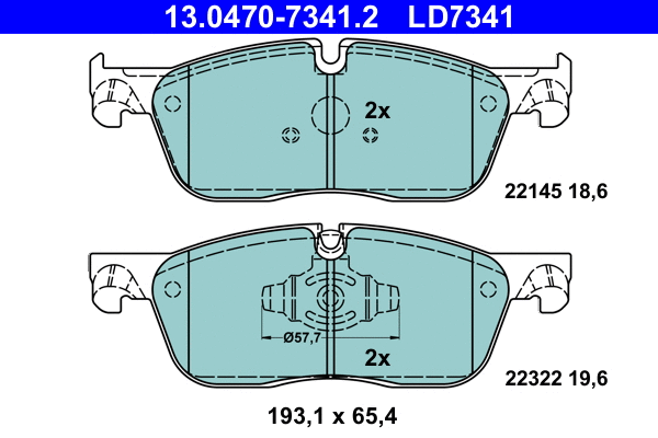 13.0470-7341.2 ATE Комплект тормозных колодок, дисковый тормоз (фото 1)