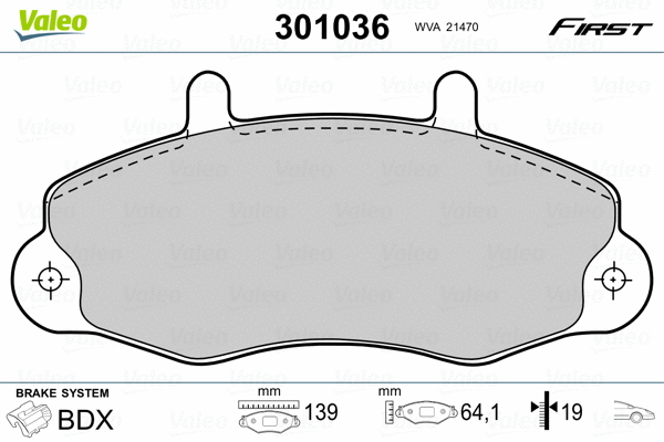 301036 VALEO Комплект тормозных колодок, дисковый тормоз (фото 2)