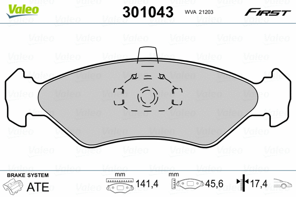 301043 VALEO Комплект тормозных колодок, дисковый тормоз (фото 2)