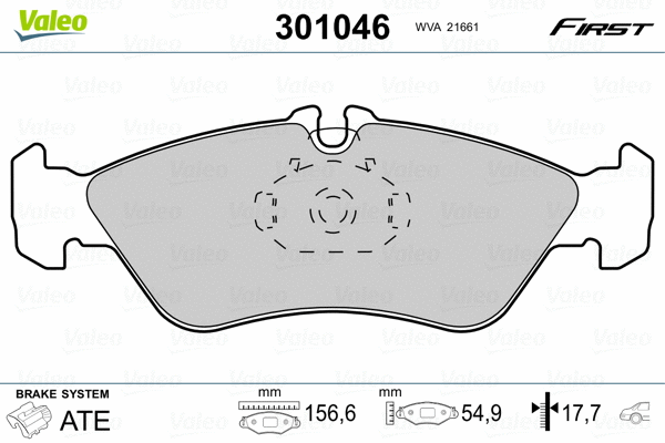 301046 VALEO Комплект тормозных колодок, дисковый тормоз (фото 2)