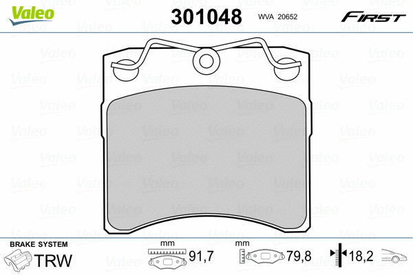 301048 VALEO Комплект тормозных колодок, дисковый тормоз (фото 2)