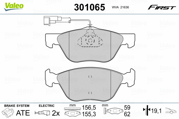 301065 VALEO Комплект тормозных колодок, дисковый тормоз (фото 2)