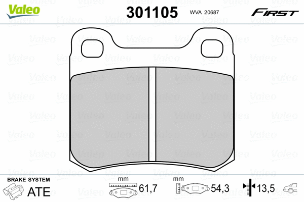 301105 VALEO Комплект тормозных колодок, дисковый тормоз (фото 2)