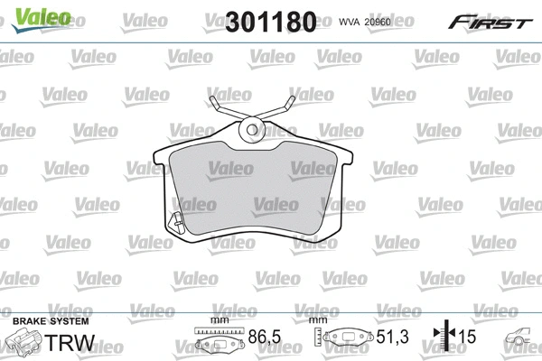 301180 VALEO Комплект тормозных колодок, дисковый тормоз (фото 2)