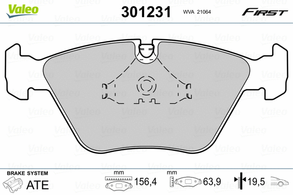 301231 VALEO Комплект тормозных колодок, дисковый тормоз (фото 2)