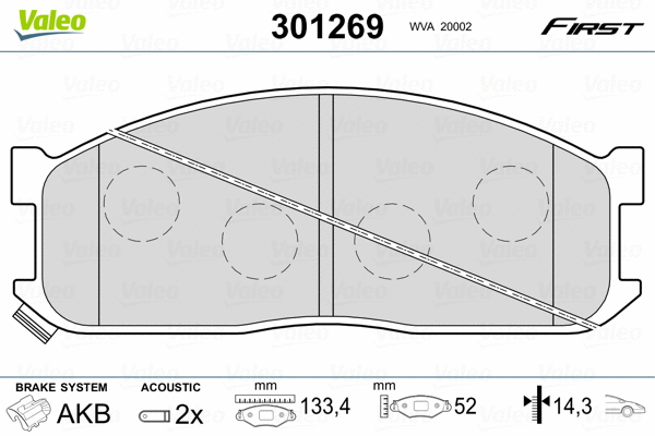 301269 VALEO Комплект тормозных колодок, дисковый тормоз (фото 2)