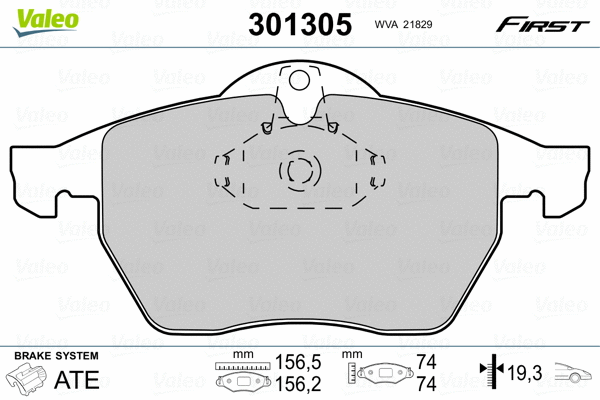 301305 VALEO Комплект тормозных колодок, дисковый тормоз (фото 2)