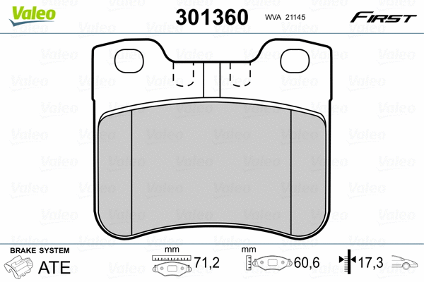 301360 VALEO Комплект тормозных колодок, дисковый тормоз (фото 2)