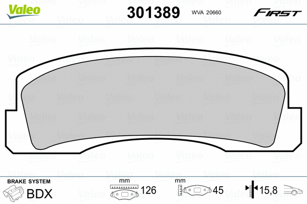 301389 VALEO Комплект тормозных колодок, дисковый тормоз (фото 2)
