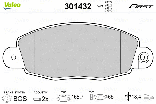 301432 VALEO Комплект тормозных колодок, дисковый тормоз (фото 2)