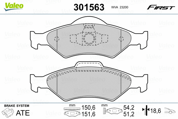 301563 VALEO Комплект тормозных колодок, дисковый тормоз (фото 2)
