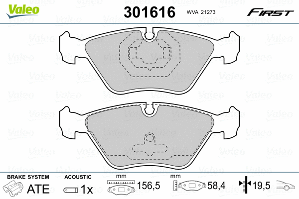 301616 VALEO Комплект тормозных колодок, дисковый тормоз (фото 2)