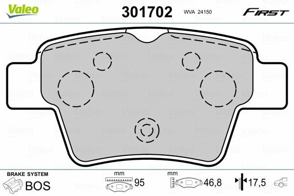 301702 VALEO Комплект тормозных колодок, дисковый тормоз (фото 2)