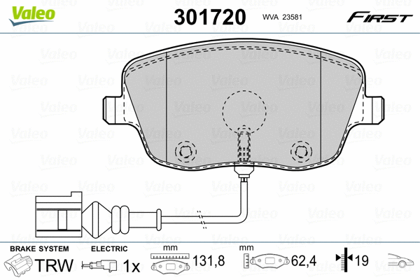 301720 VALEO Комплект тормозных колодок, дисковый тормоз (фото 2)