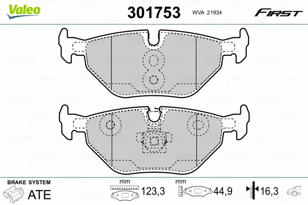 301753 VALEO Комплект тормозных колодок, дисковый тормоз (фото 2)
