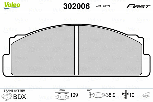 302006 VALEO Комплект тормозных колодок, дисковый тормоз (фото 2)