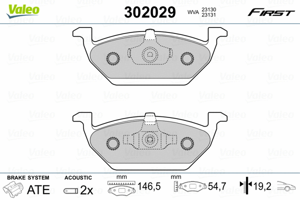 302029 VALEO Комплект тормозных колодок, дисковый тормоз (фото 2)