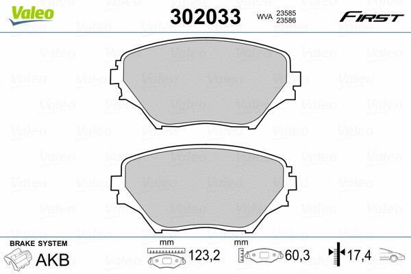 302033 VALEO Комплект тормозных колодок, дисковый тормоз (фото 2)