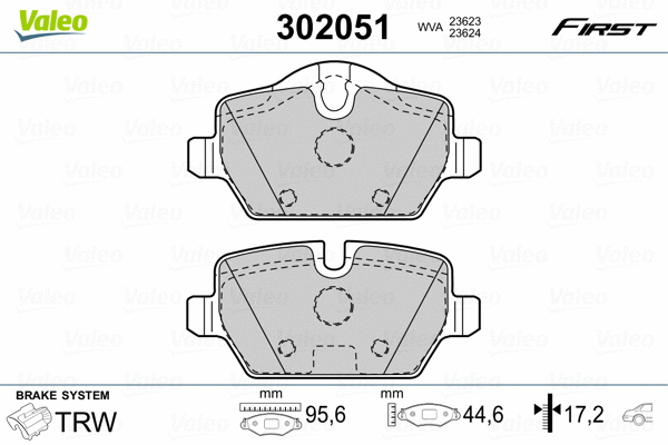 302051 VALEO Комплект тормозных колодок, дисковый тормоз (фото 2)