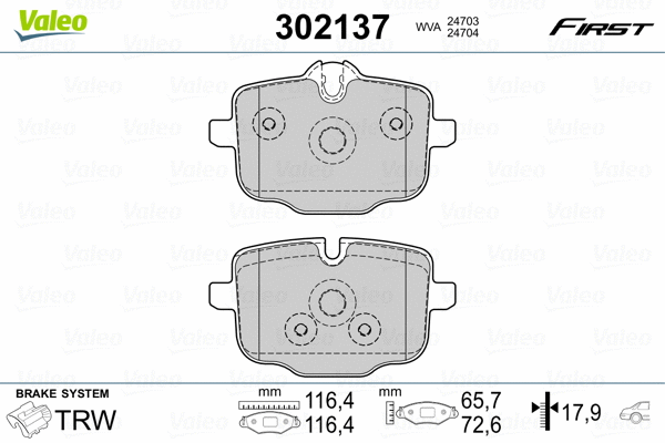 302137 VALEO Комплект тормозных колодок, дисковый тормоз (фото 2)