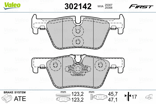 302142 VALEO Комплект тормозных колодок, дисковый тормоз (фото 2)