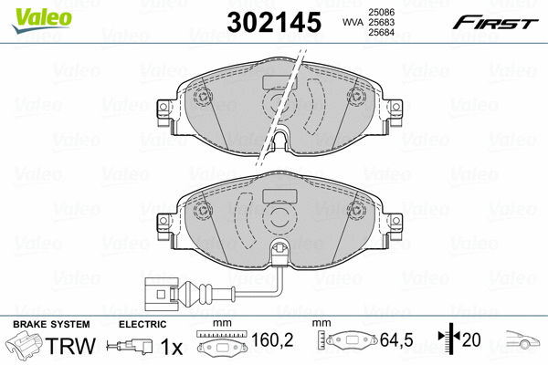 302145 VALEO Комплект тормозных колодок, дисковый тормоз (фото 2)