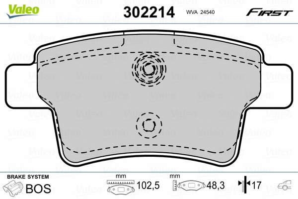 302214 VALEO Комплект тормозных колодок, дисковый тормоз (фото 2)