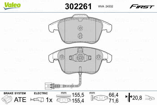 302261 VALEO Комплект тормозных колодок, дисковый тормоз (фото 2)