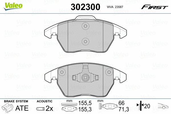 302300 VALEO Комплект тормозных колодок, дисковый тормоз (фото 2)