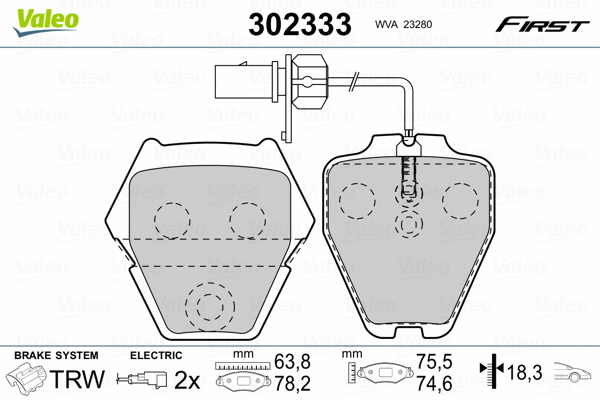 302333 VALEO Комплект тормозных колодок, дисковый тормоз (фото 2)