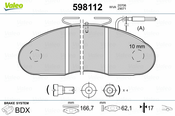 598112 VALEO Комплект тормозных колодок, дисковый тормоз (фото 2)