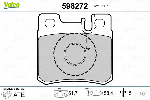 598272 VALEO Комплект тормозных колодок, дисковый тормоз (фото 2)